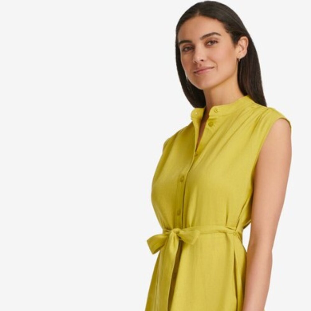 Calvin Klein, Sleeveless Linen Blend Maxi Shirtdress, Size 10, Like New